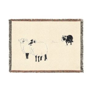 Geweven Plaid met Schapen & Border Collie — Sfeervolle Boerderijstijl